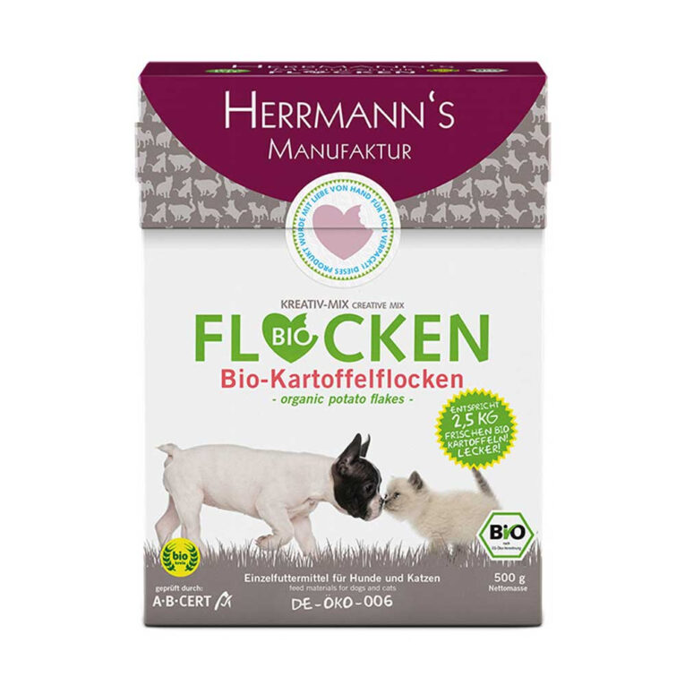 Herrmann’s - Ergänzungsfutter - Bio-Kartoffelflocken Die Bio-Kartoffelflocken von Herrmann’s eignen sich als Ergänzungsfuttermittel auch für ernährungssensible und allergische Tiere