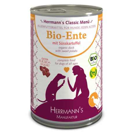 Herrmann's | Bio-Ente mit Süßkartoffeln | Classic | 12 x 400 g