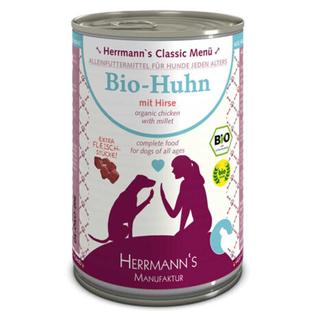 Herrmann's | Bio-Huhn mit Hirse und Gemüse | Classic | 12 x 400 g