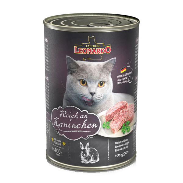 Leonardo - Nassfutter - Reich an Kaninchen (getreidefrei) Das getreidefreie Nassfutter Reich an Kaninchen von Leonardo ist eine leckere Vollnahrung mit feinem Muskelfleisch