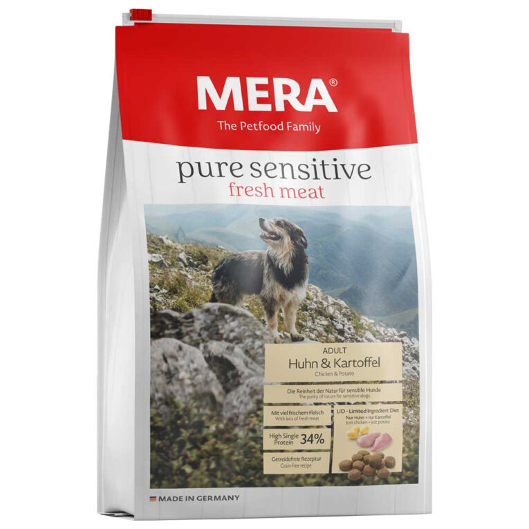 Mera - Trockenfutter - Pure Sensitive Fresh Meat Adult Huhn & Kartoffel High Protein (getreidefrei) Pure Sensitive Fresh Meat Adult Huhn & Kartoffel High Protein von Mera ist ein getreidefreies Trockenfutter mit besonders hohem Proteinanteil