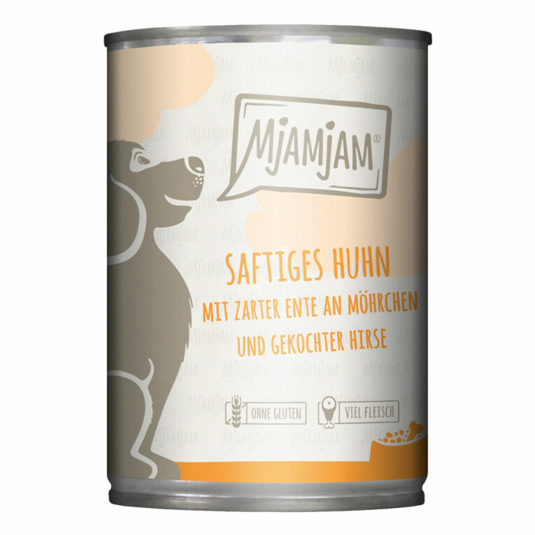 Mjamjam - Nassfutter - Saftiges Huhn mit zarter Ente (glutenfrei) Mjamjam Nassfutter Saftiges Huhn mit zarter Ente bietet alles