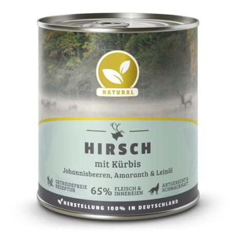 Natural | Hirsch mit Kürbis, Johannisbeeren, Amaranth und Leinöl | 800 g