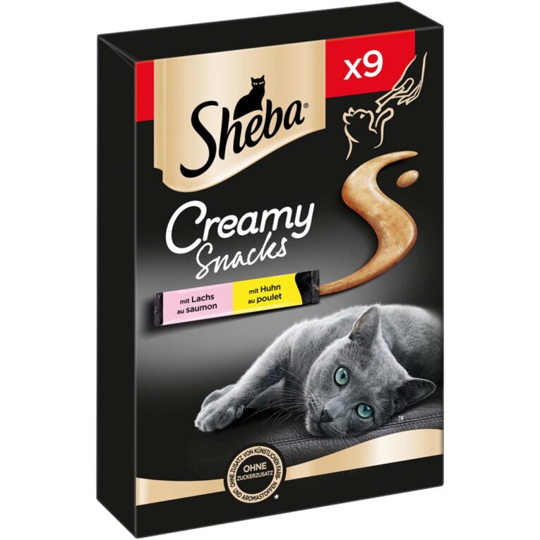 SHEBA® Creamy Snacks mit Huhn und Lachs 18x12g