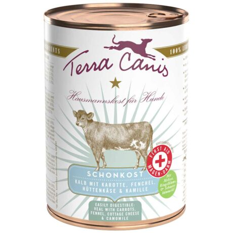 Terra Canis | Schonkost Kalb mit Karotte, Fenchel, Hüttenkäse und Kamille | First Aid | 12 x 400 g