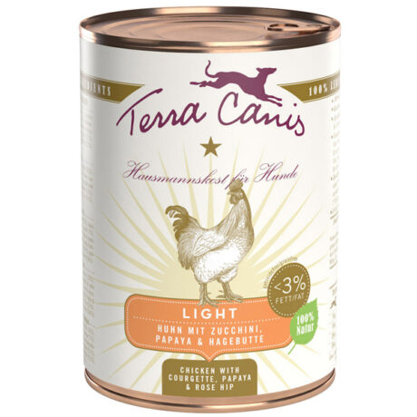 Terra Canis | Light Huhn mit Zucchini, Papaya und Hagebutte | Light | 12 x 400 g