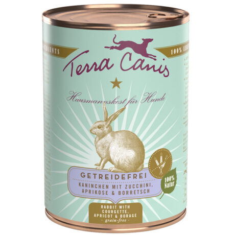 Terra Canis | Kaninchen mit Zucchini, Aprikose & Borretsch | Getreidefrei | 48 x 200 g