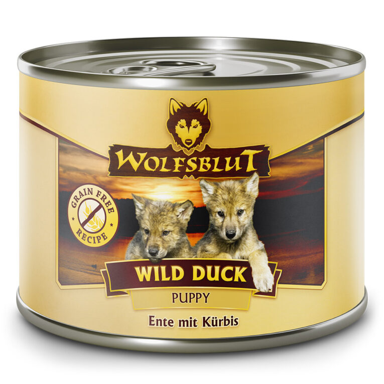 Wild Duck Puppy - Ente mit Kürbis Die Rezeptur von WILD DUCK PUPPY Nassfutter verbindet die Nahrung des Wolfs mit den neuesten wissenschaftlichen Erkenntnissen über richtige Welpenernährung. In den Rocky Mountains Nordamerikas