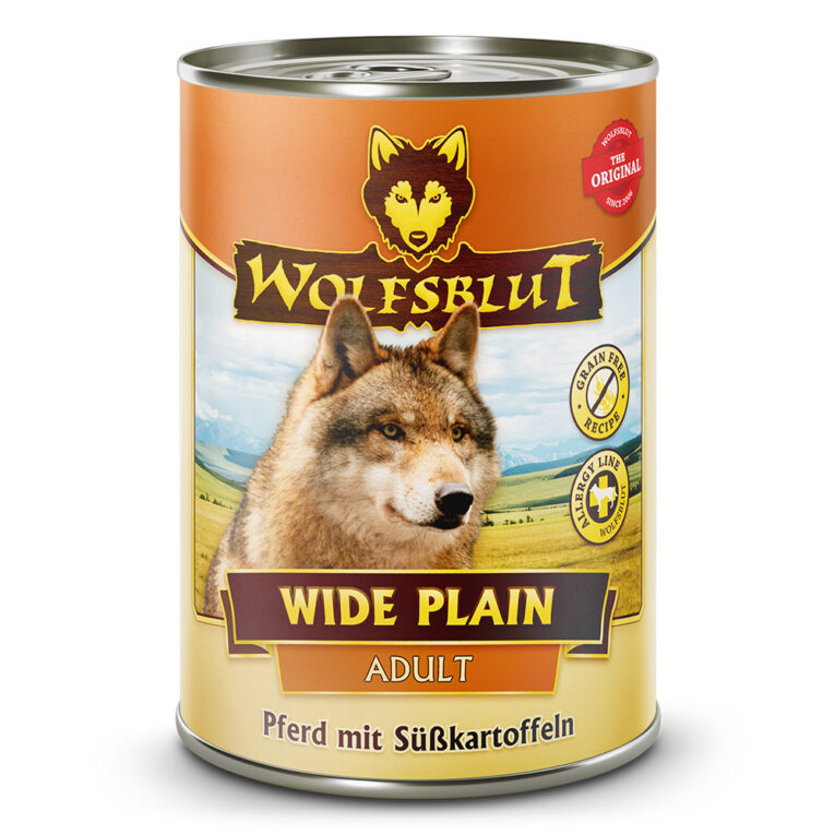Wide Plain - Nassfutter Pferd mit Süßkartoffeln Die Rezeptur von WIDE PLAIN Nassfutter verbindet die Nahrung des Wolfs mit den neuesten wissenschaftlichen Erkenntnissen über richtige Hundeernährung. In den Rocky Mountains Nordamerikas