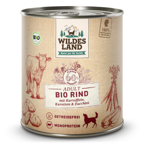 Wildes Land | Rind mit Kartoffeln, Karotten & Zucchini | BIO Adult | 12 x 800 g