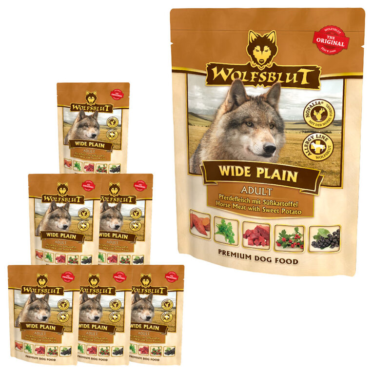 Wolfsblut - Nassfutter - Wide Plain (getreidefrei) Wolfsblut bietet mit seiner Nassfutter-Linie Wide Plain ein gesundes Nassfutter aus leicht verdaulichem Pferdefleisch sowie Süßkartoffeln und Nopal-Extrakt und garantiert so die Versorgung mit allen wichtigen Mineralien