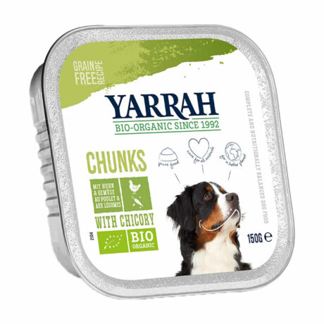 Yarrah | Bio-Bröckchen mit Huhn & Chicorée | 24 x 150 g