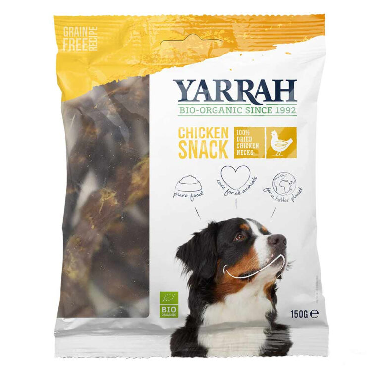 Yarrah - Hundesnack - Bio Hühnerhälse getrocknet (getreidefrei) Der Snack Bio Hühnerhälse getrocknet von Yarrah ist einen zahnpflegender Leckerbissen für alle Hunde. Es besteht zu 100% aus Huhn und bietet somit ein ideales und unwiderstehliches Leckerli für Zwischendurch. Ein besseres Leben für alle Tiere steht hierbei im Vordergrund