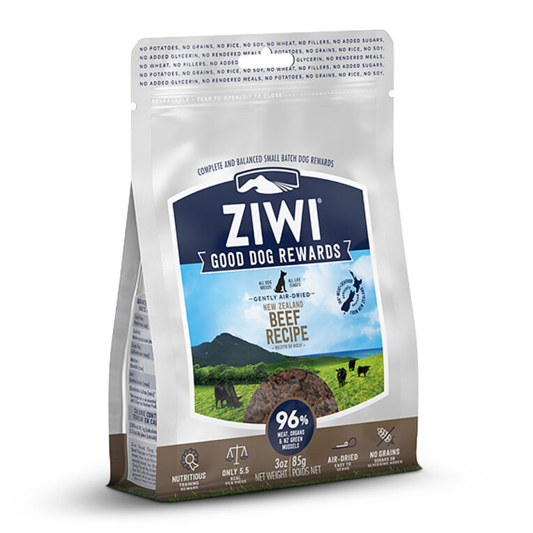 Ziwi - Kausnack - Good Dog Rewards Air Dried Beef (getreidefrei) Good Dog Rewards Air Dried Beef von Ziwi ist ein getreidefreier Kausnack aus Rind für Hunde aller Rassen und Altersstufen. Der luftgetrocknete Hundesnack wird zu 98% aus dem Fleisch und den Innereien vom Rind