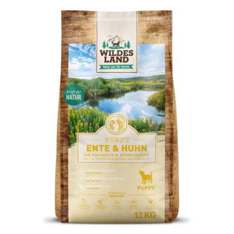 Wildes Land | Ente und Huhn mit Kartoffeln und Wildkräutern | Classic Puppy | 12 kg