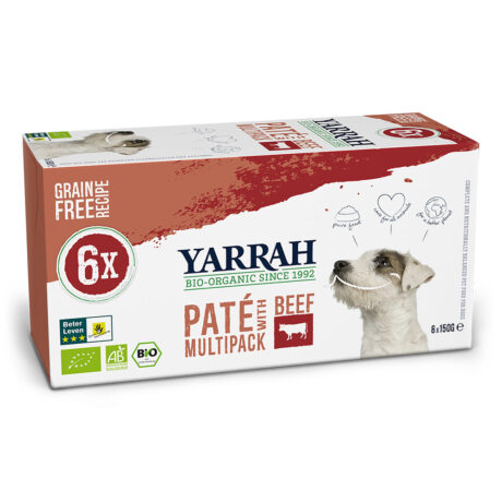 Yarrah | Bio Hund Schale Multipacks Pastete getreidefrei Rind | 6 x 150 g