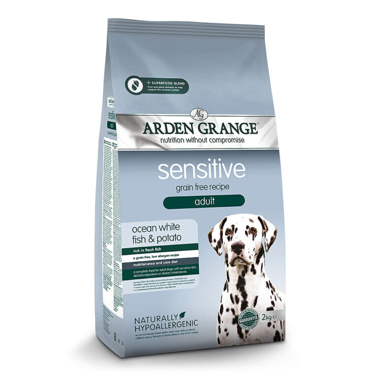Arden Grange Adult mit frischem ozeanischem Weißfisch & Kartoffel getreidefrei Arden Grange Sensitive Weißfisch und Kartoffel ist ein nährstoffreiches Trockenfutter