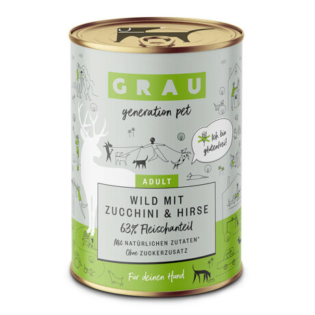 grau | Wild mit Zucchini & Hirse | Menü | 12 x 400 g