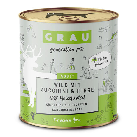 grau | Wild mit Zucchini & Hirse | Menü | 12 x 800 g