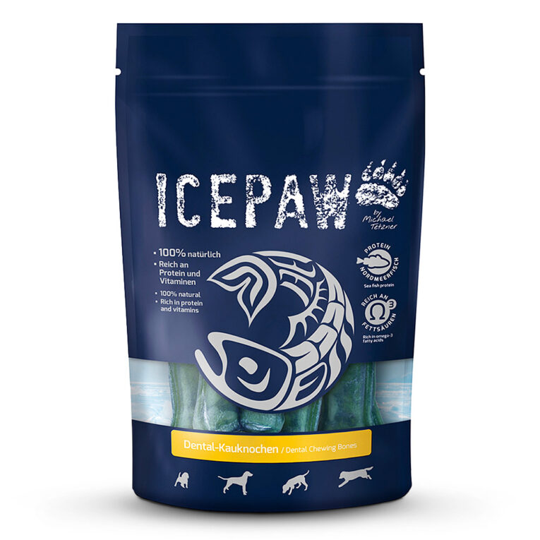 ICEPAW - Snack - Dental-Kauknochen/Dental Chewing Bones Besonders fettarmer Rinderhautknochen mit Salbeifüllung