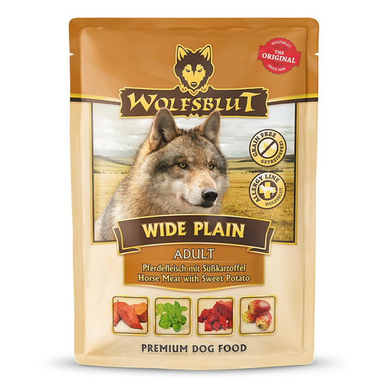 Wolfsblut - Nassfutter - Wide Plain (getreidefrei) Wolfsblut bietet mit seiner Nassfutter-Linie Wide Plain ein gesundes Nassfutter aus leicht verdaulichem Pferdefleisch sowie Süßkartoffeln und Nopal-Extrakt und garantiert so die Versorgung mit allen wichtigen Mineralien