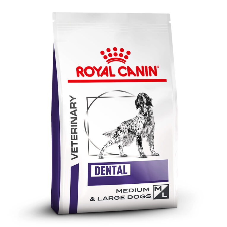 ROYAL CANIN® Veterinary DENTAL MEDIUM & LARGE DOGS Trockenfutter für Hunde Unterstützen Sie die Maulgesundheit Ihres mittelgroßen oder großen Hundes mit ROYAL CANIN® Dental Medium & Large Dogs. ROYAL CANIN® Dental Medium & Large Dogs ist eine ausgewogene und vollwertige Hundenahrung