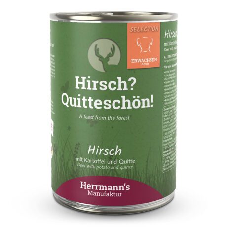 Herrmann's | Adult Hirsch mit Kartoffel, Zucchini und Quitte | Selection | 48 x 400 g