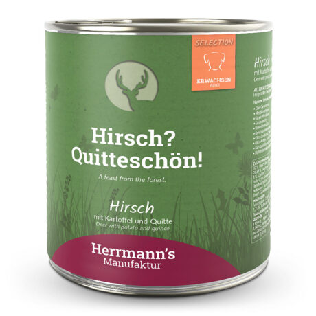 Herrmann's | Adult Hirsch mit Kartoffel, Zucchini und Quitte | Selection | 6 x 800 g