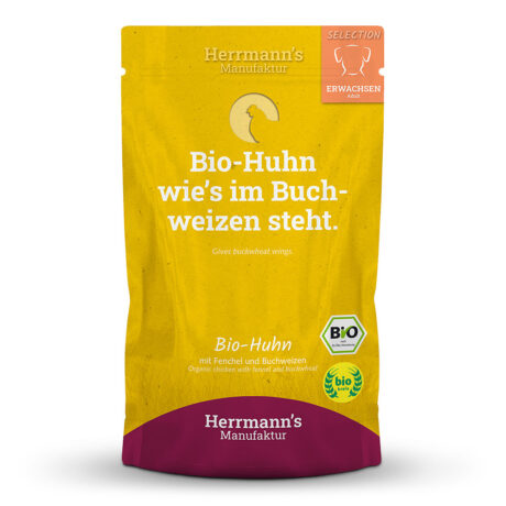 Herrmann's | Adult Bio-Huhn mit Fenchel, Zucchini und Buchweizen | Selection | 12 x 150 g