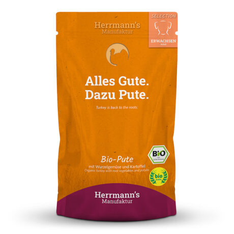 Herrmann's | Adult Bio-Pute mit Wurzelgemüse, Kartoffeln und Fenchel | Selection | 12 x 150 g