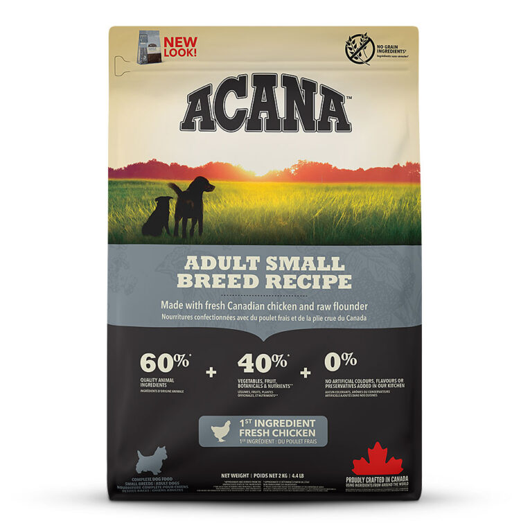 Acana - Trockenfutter - Dog Adult Small Breed (getreidefrei) Acana Dog Adult Small Breed ist reich an schmackhaftem Fleisch von frei laufenden Hühnern in Lebensmittelqualität (60%)