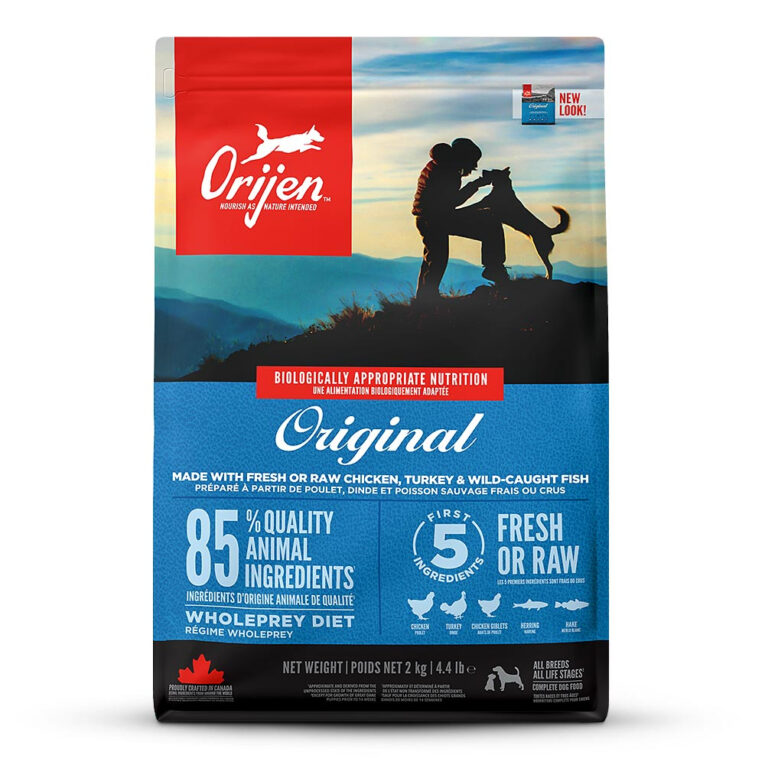 Orijen - Trockenfutter - Original (getreidefrei) Orijen Original ist ein Hundefutter für ausgewachsene Hunde aller Rassen. Zur Unterstützung des Muskelaufbaus liefert das getreidefreie Trockenfutter reichlich Proteine und Fette aus frischem Fleisch und Fisch. Zudem können ein geringer Kohlenhydratanteil und die niedrig glykämische Zusammensetzung ohne Kartoffeln für einen stabilen Blutzuckerspiegel sorgen und die Kondition Ihres Hundes fördern. Gleichzeitig wird Ihr Vierbeiner mit Energie versorgt. Besonders viel Freilandhuhn