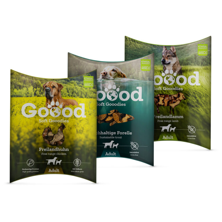 Gooodies Snacks In diesem Aktionspaket von Goood können Sie aus drei leckeren Snacksorten Ihren Favoriten von je 100 g auswählen. Unsere Soft Gooodies sind leicht bekömmlich. Auf Zusätze wie Zucker