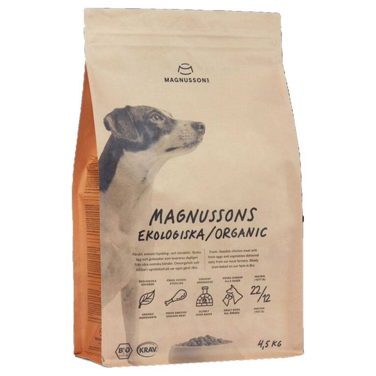 Magnusson - Trockenfutter - Organic Das Magnusson Organic Trockenfutter ist ein biologisches Alleinfuttermittel für erwachsene Hunde mit normaler bis gesteigerter Aktivität