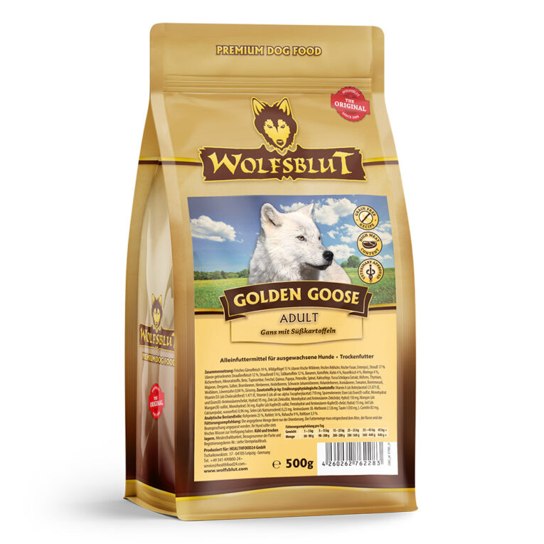 Golden Goose Adult Trockenfutter mit Gans und Süßkartoffel Auf einen Blick: Hundeernährung nach dem Vorbild des Wolfes Rezeptur mit natürlichen Inhaltsstoffen Frische und gut bekömmliche Gans als Hauptbestandteil Der Gehalte Kalium und Magnesium ist bei Gänsefleisch höher als bei anderen gängigen Geflügelsorten wie Huhn