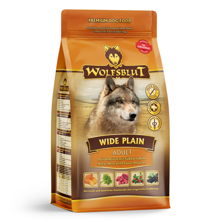 Wide Plain Adult Trockenfutter mit Pferdefleisch und Süßkartoffel Auf einen Blick: Hundeernährung nach dem Vorbild des Wolfes Rezeptur mit natürlichen Inhaltsstoffen Frisches und für Allergiker gut bekömmliches Pferd als Hauptbestandteil Pferdefleisch enthält im Vergleich zu Rind nur halb so viel Fett. Gleichzeitig liefert es doppelt so viel lebensnotwendiges Eisen und fast dreimal so viel Kalzium. Ohne Getreide
