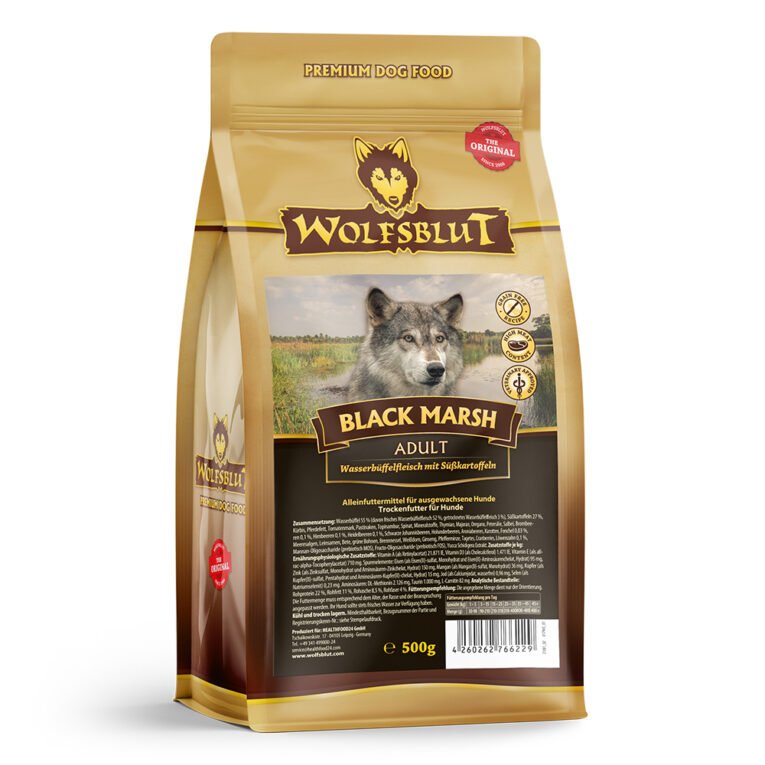 Black Marsh Adult Trockenfutter mit Wasserbüffel und Süßkartoffeln Auf einen Blick: Hundeernährung nach dem Vorbild des Wolfes Rezeptur mit natürlichen Inhaltsstoffen Frischer und gut bekömmlicher Wasserbüffel Hauptbestandteil Das Fleisch des Wasserbüffels weist ein sehr gutes Verhältnis von Omega 3 zu Omega 6 Fettsäuren auf. Ohne Getreide