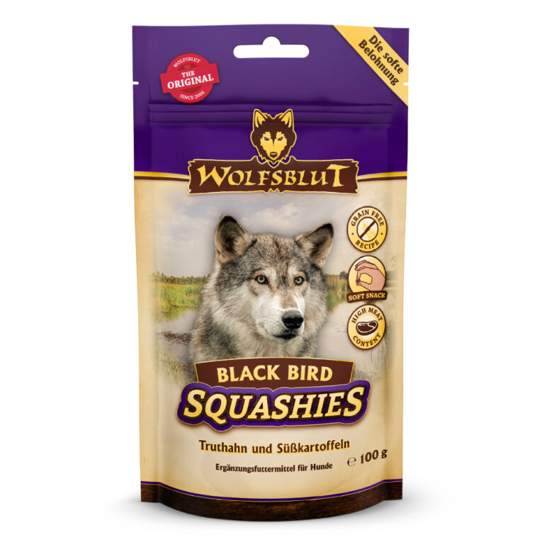 Wolfsblut Black Bird Squashies Softer Snack mit Truthahn und Süßkartoffeln Der softe Hundesnack von WOLFSBLUT - ein Leckerli und Trainingssnack im praktischen