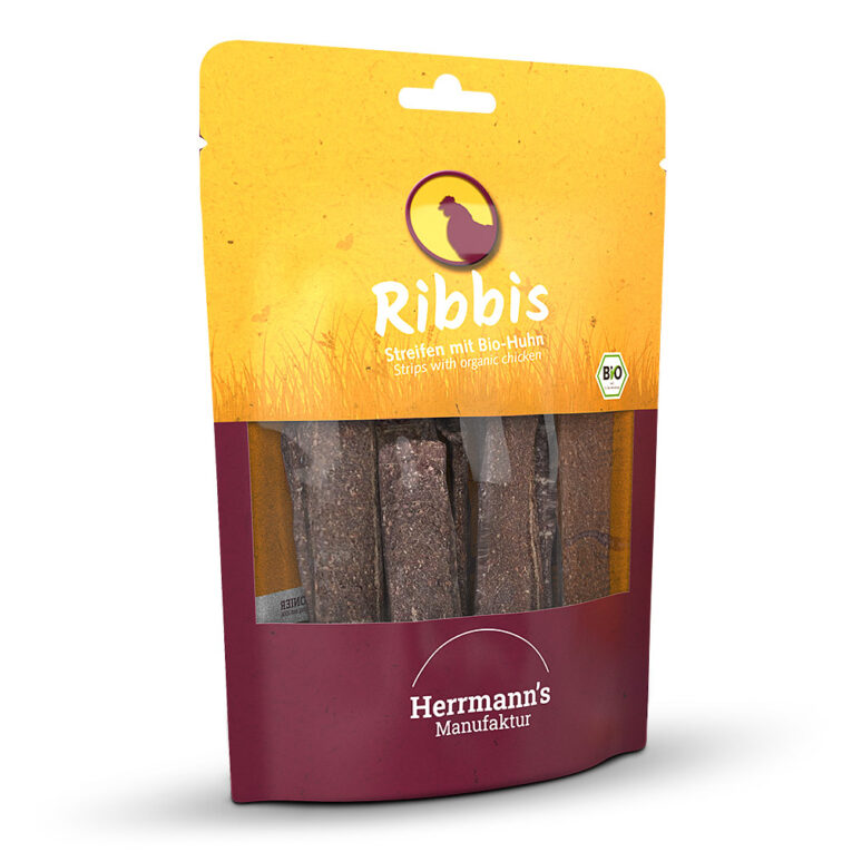 Herrmann's Ribbis Streifen mit Bio-Huhn Was ist drin? 96 % Bio-Huhn