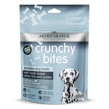 Arden Grange | Crunchy Bites mit ozeanischem Weißfisch & Kartoffel getreidefrei | Sensitive | 10 x 225 g
