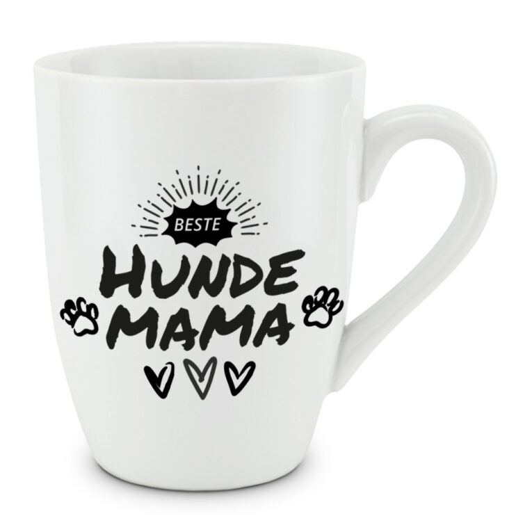 Mit Liebe ausgesucht - Tasse "Bester Hundemama" : Die Tasse ist das perfekte Accessoire für Frauchen und Herrchen für Zuhause. Durch das besondere Verfahren und das Brennen mit 840 °C ist das bedruckte Porzellan nach spülmaschinenfest