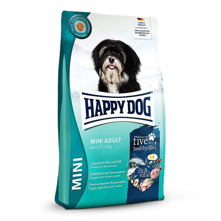 Happy Dog's fit & vital Mini Adult Happy Dog fit & vital Mini Adult ist perfekt abgestimmt auf die Bedürfnisse ausgewachsener
