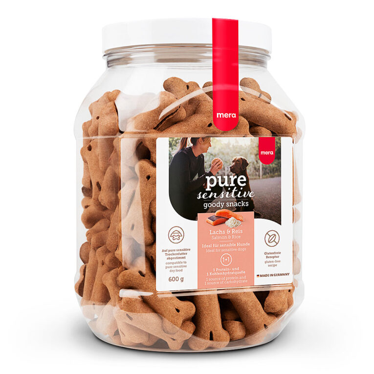 Mera - Hundesnack - Pure Sensitive Goody Snacks Lachs & Reis Der glutenfreie Snack Pure Sensitive Goody Snacks Lachs & Reis von Mera ist ein schmackhafter und gesunder Hundekeks
