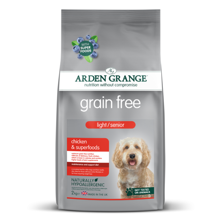 Arden Grange Grain Free Light/Senior Huhn & Superfoods Arden Grange Grain Free Light/Senior Huhn & Superfoods ist ein komplettes Super-Premium-Futter