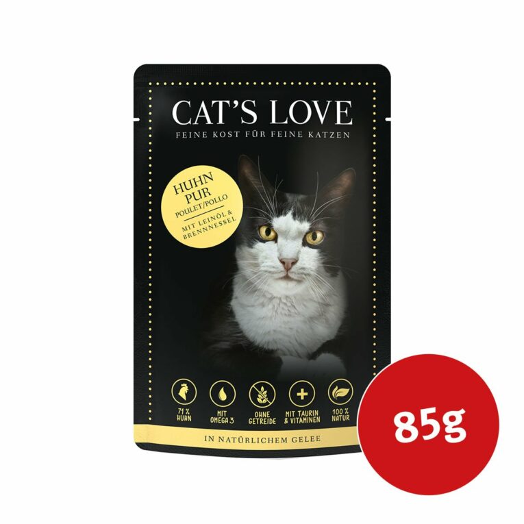 Cat’s Love Nassfutter Huhn Pur mit Leinöl & Brennnessel 12x85g