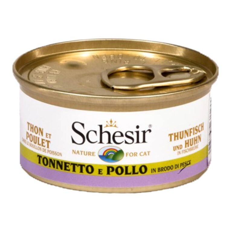 Schesir - Nassfutter - Brühe Thunfisch mit Hühnerfilet Brühe Thunfisch mit Hühnerfilet von Schesir ist ein hochwertiges Ergänzungsfuttermittel für Katzen. Das Nassfutter wird schonend in der eigenen Kochbrühe zubereitet