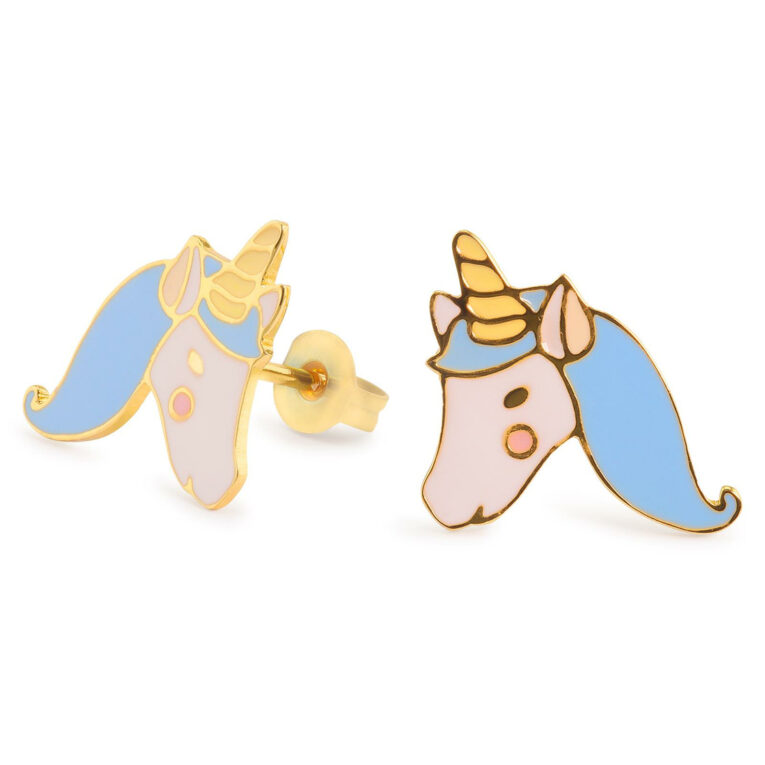Blaue Einhorn Ohrringe vergoldet IN UNSEREM Hundeshop günstig kaufen