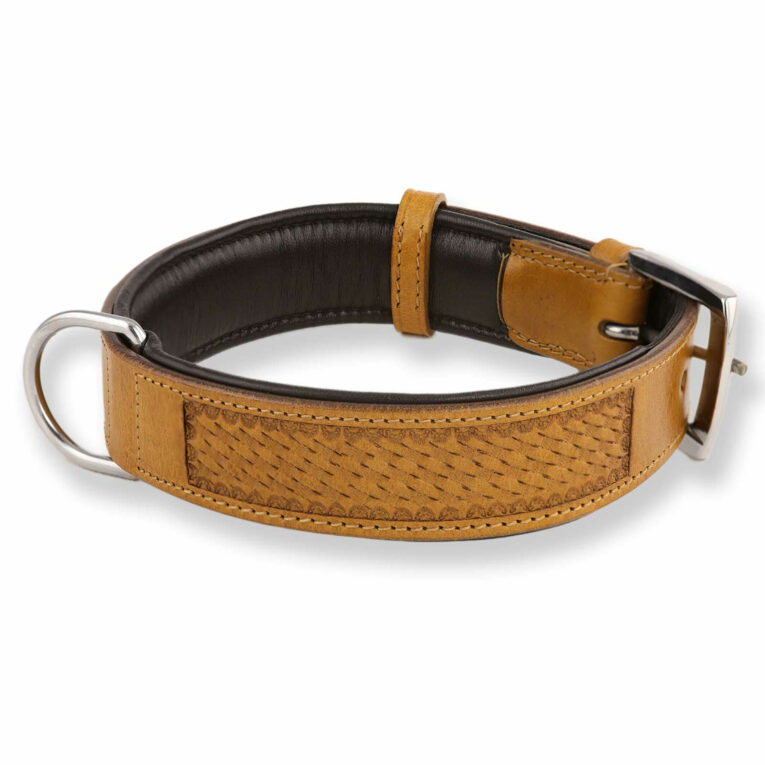 Hundehalsband aus Leder mit Flechtpr?gung IN UNSEREM Hundeshop günstig kaufen