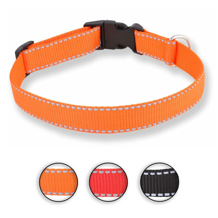 Hundehalsband aus Nylon orange reflektierend IN UNSEREM Hundeshop günstig kaufen
