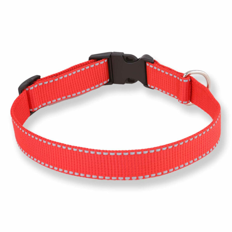 Hundehalsband aus Nylon rot reflektierend IN UNSEREM Hundeshop günstig kaufen